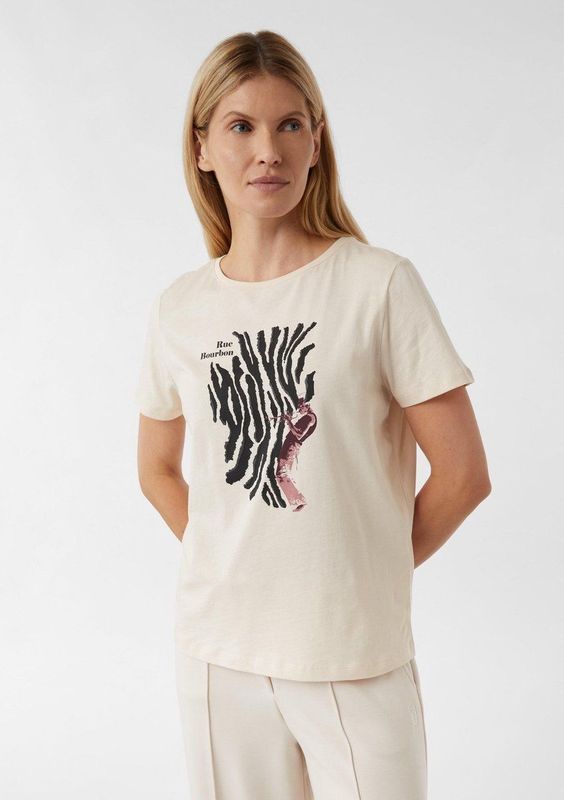 comma - T-Shirt - Regular-fit - Katoenen Jersey