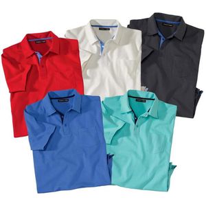 ATLAS FOR MEN - Set van 5 herenpoloshirts - Korte mouwen - Verkrijgbaar in grote maten van M tot 5XL - M