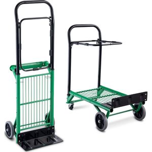 Trendmix 2 in 1 Opvouwbare Steekwagen - Transportwagen - Bandwagen - Tot 90 kg Belastbaar - 63 x 42 x 75 cm Groen