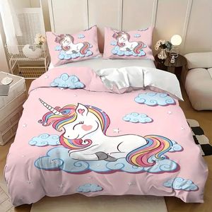 Dekbedovertrek - Eenpersoons - 140 x 200 - Unicorn - Eenhoorn - Wolkje