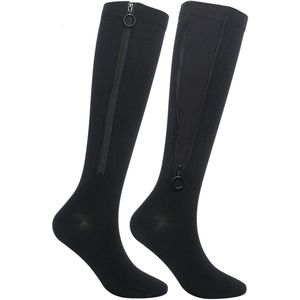 Compressiekousen met Rits Maat S/M - Steunkousen - Compressie sokken - Zwart