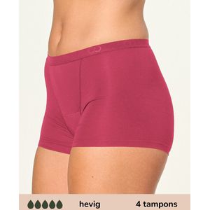 Moodies menstruatie ondergoed - Bamboe Boyshort - hevig kruisje - maat M - ruby roze
