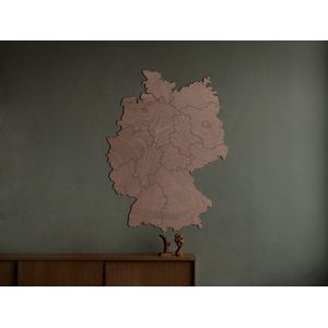 HOUTEN WANDDECORATIE / WOODEN WALL DECORATION - MUURDECORATIE / WALL ART - LANDKAART DUITSLAND / COUNTRY MAP GERMANY - 33 x 44cm - DONKER HOUT / DARK WOOD - WANDFIGUUR DEUTSCHLAND - ECHT HOUT - REAL WOOD