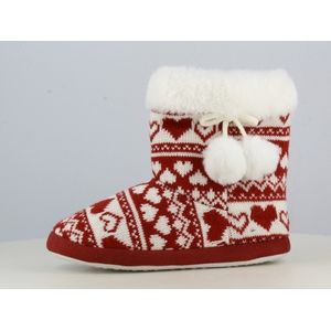 Dames winter pantoffels - warme zachte fleece huissloffen / homeboots - antislip - rood - maat 36