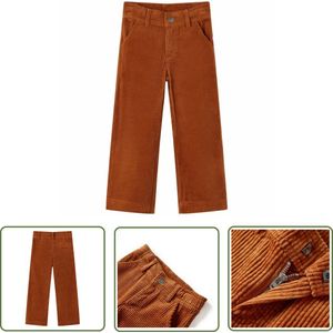 vidaXL Ribfluweel - Kinderbroek - Kinderbroek 104 ribfluweel cognackleurig - Kinderkleding - Bruine Broek - Meisjesbroek