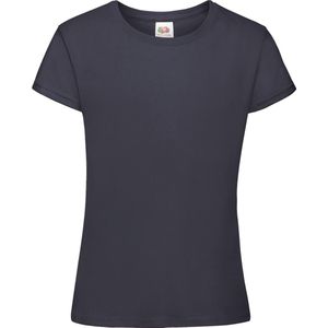 Fruit Of The Loom Meisjes Zachtgesponnen T-shirt  Korte Mouwen (2 stuks) (Donker Marine)