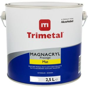 Trimetal Magnacryl Prestige Mat - Watergedragen isolerende matte muurverf voor binnen - Kleur RAL 9010 Pure White ( gebrokenwit )- 2.50 L