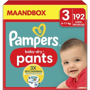 Pampers Baby-Dry Pants - Maat 3 (6kg-11kg) - 192 Luierbroekjes - Maandbox