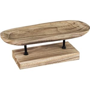 Kobe Show Oval Natural M 35x20x16 cm ovale houten schaal op standaard