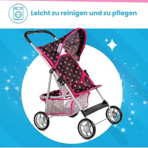 Poppenbuggy voor Kinderen - Inclusief Veiligheidsriem en Boodschappennet - Geschikt voor Meisjes vanaf 3 Jaar