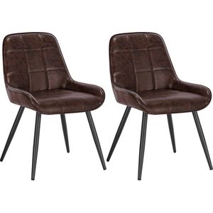 Set van 2 Stoelen - Luxe Eetkamerstoel - Eetkamerstoelen - 2 stoelen - Moderne look - Donker bruin