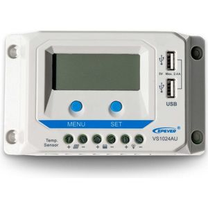 EpEver PWM ViewStar VS1024AU Zonnepaneel Laadregelaar | 10A Uitgang | 12V (120W) of 24V (240W) Accu | LCD Display & 2x USB-uitgang | Efficiënt & Gebruiksvriendelijk