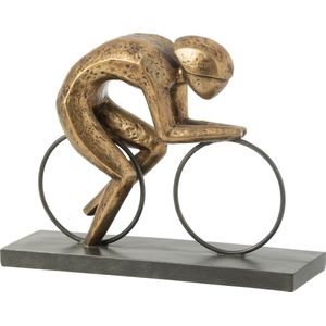 J-Line decoratie Wielrenner Op Voet - polyresin - goud - large