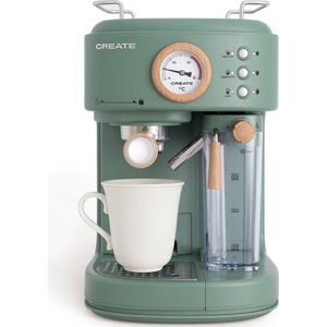 CREATE - Espressomachine - 20bar halfautomatische - Met melkreservoir - Kleur Sage - THERA RETRO PRO