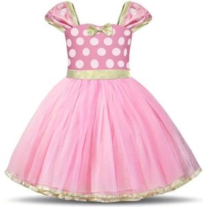 Muizen jurk licht roze witte stip meisjes prinsessen jurk maat 110-116 (120) + haarband verkleedkleding meisje - verjaardag - speelgoed