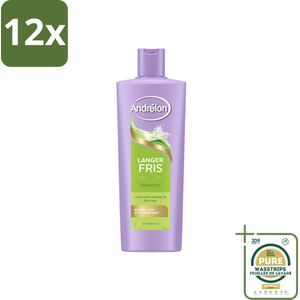Andrélon – Shampoo – Langer Fris – 400 ml - Voordeelverpakking - 12 stuks - Vet haar - Diepe reiniging