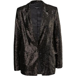 comma - Indoor-Jacke - Lange Blazer - Glinsterende Pailletten