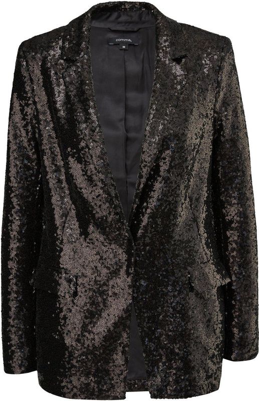 comma - Indoor-Jacke - Lange Blazer - Glinsterende Pailletten