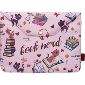 Boekhoes voor boekenliefhebbers - gewatteerde, wasbare stof - medium 28,5 x 22,5 cm