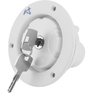 Afsluitbare 80 mm waterstop voor waterdichte tankvulling met 2 sleutels - geschikt voor 38 mm waterleidingen - 30-40 mm deurplaat voor camper, aanhanger, caravan, boot