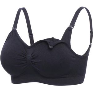 Voedingsbeha - Voedingsbh zonder Beugel - met uitneembare pads - Verstelbare schouderbandjes - Zwart - Maat S/M (Cupmaat: 75A 75B 70C 75C 80A 80B)