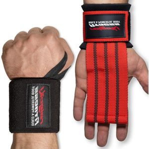 Polsbandages Fast Grip lifting hulp profesionele snelsluiting trainingsplannen fitness krachttraining bodybuilding vrouwen mannen rood zwart.