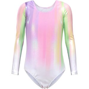 E-Ambar - Meisjes Turnpakje Lange Mouwen Balletdanskleding Roze 150 - Maat 12-14 jaar - Hoogte 150-160 cm