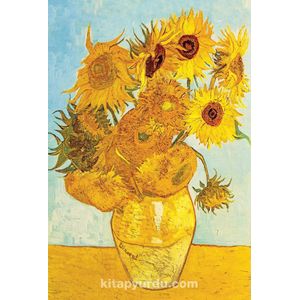 Twaalf Zonnebloemen in een Vaas - Vincent Van Gogh Houten Legpuzzel 1000 Stukjes | King of Puzzel | Houten Puzzel | 44 x 59 cm