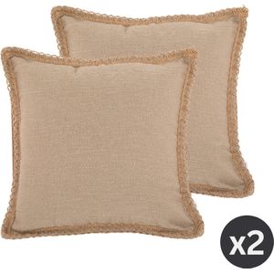 Kussen (gevuld) HESSIAN, SET/2, 45x45cm, taupe