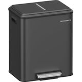 SONGMICS - Keukenprullenbak - Zwart - 2 x 15 Liter - Dubbele Afvalbak - Pedaalemmer - Softclose