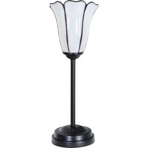 Art Deco Trade - Tiffany slanke tafellamp zwart met Liseron ""Akkerwinde