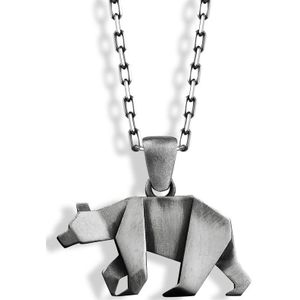 Bear ketting in origami stijl Oxidized 16 inches
