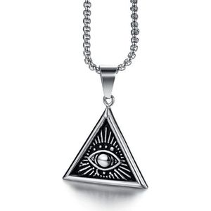 Mendes heren ketting Edelstaal Egyptisch Alziend Oog Zilverkleurig