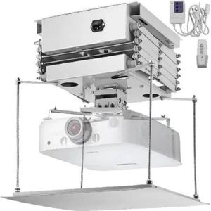 Beamer Beugel - Plafond Projector Beugel - Beamer Beugel Verstelbaar - Max. 30kg Belasting - 500x500mm Grondplaat - wit