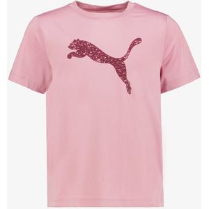 Puma Tad ESS Log Graphic sport kinder T-shirt roze - Maat 164/170