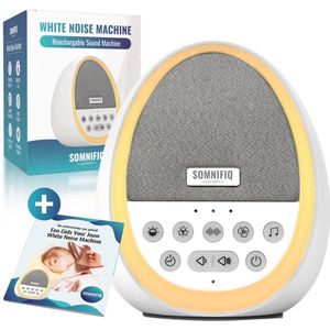Somnifiq Droomei White Noise Machine - White Noise Baby - Witte Ruis Machine met Nachtlamp - 29 rustgevende geluiden - Timer & Geheugenfunctie - Wit