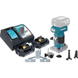 Makita DRT 52 RA accu-kantenfrees 18 V 6 mm borstelloos + 2x accu 2.0 Ah + lader