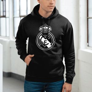 Real Madrid Hoodie - Logo - Trui - Trainingspak - Sweater - Madrid - UEFA - Champions League - Voetbal - Zwart - Heren - Regular Fit - Maat L