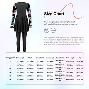Burkini Badpak Meisjes - 2 Stuks - Islamitische Badmode - Lange Mouwen - Bloemenprint - Badjurk en Lange Zwembroek