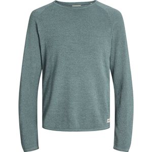 JACK & JONES Hill knit crew neck slim fit - heren pullover katoen met O-hals - middenblauw melange - Maat: L