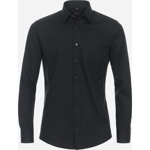 Redmond modern fit overhemd - popeline - zwart - Strijkvriendelijk - Boordmaat: 37/38