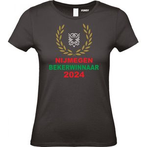 Dames t-shirt Bekerwinaar 2024 | NEC Supporter | Nijmegen | Shirt Bekerwinnaar | Zwart Dames | maat L