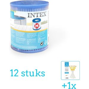 Intex Filter Cardridge - Type H - 12 stuks - Voordeelverpakking - Inclusief WAYS Testrips (1 stuks) - Type H filter - Intex Filter - Geschikt voor 28602GS Pomp