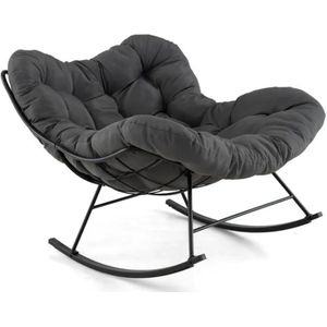 FURNIBELLA -Schommelstoel met Gevoerd Kussen – Duurzaam Design & 205 kg Draagvermogen, Perfect voor Binnen & Buiten