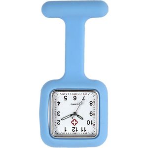 Fako® - Verpleegstershorloge - Zusterhorloge - Verpleegster Horloge - Siliconen Vierkant - Lichtblauw