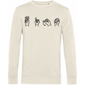 7431 - Sweater - Gebarentaal; Wijn-Off White-XL