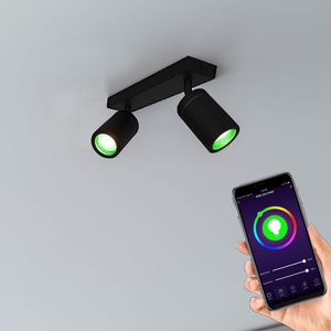 Smart - Tuya | Badkamer plafondspot | dubbel | zwart | IP44 | Incl. Wi-Fi spots | RGB + CCT