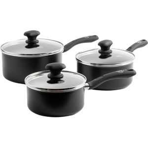 GreenChef Diamond Aluminium Steelpannenset - 3-delig - Ø16, 18 en 20cm - PFAS-vrij - Inductie - Koudgrepen - Ovenbestendig tot 160°C - Vaatwasserbestendig - Met deksel