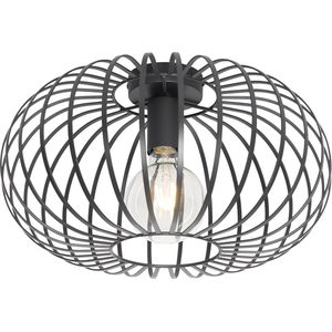 QAZQA johanna - Design Dimbare LED Smart Plafondlamp incl. wifi met Dimmer - 1 lichts - Ø 39 cm - Zwart - Woonkamer | Slaapkamer | Keuken