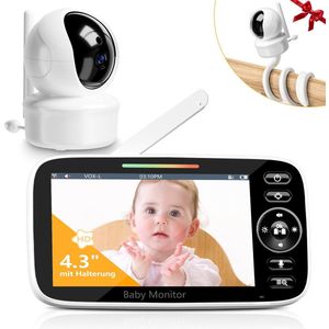 Sytifro Babyfoon met Camera – Baby Monitor met standaard en VOX-modus - zonder wifi, bescherming van de privacy en veiligheid van de baby - Hondencamera - Bestuurbaar - Temperatuursensor - Terugspreekfunctie - Video & Audio - Wit
